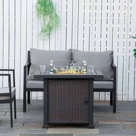 Square Propane Gas Fire Pit Table - Black