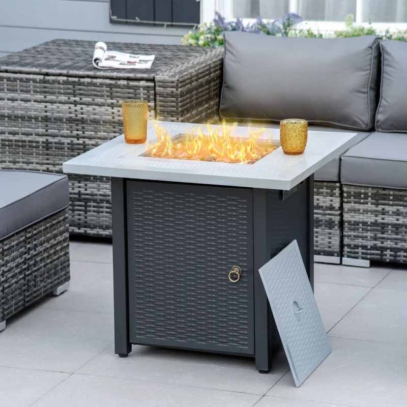 Square Propane Gas Fire Pit Table - Black/Grey