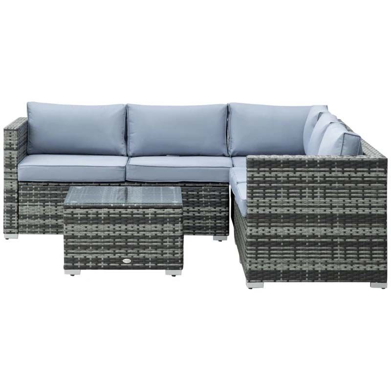 5 Seater Rattan Garden Furniture Set - Grey