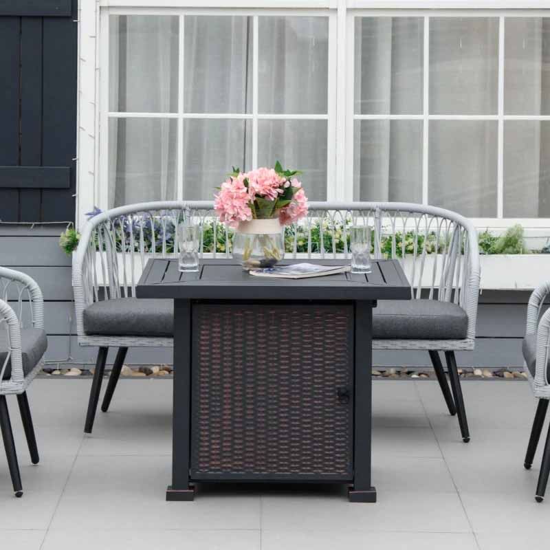 Square Propane Gas Fire Pit Table - Black