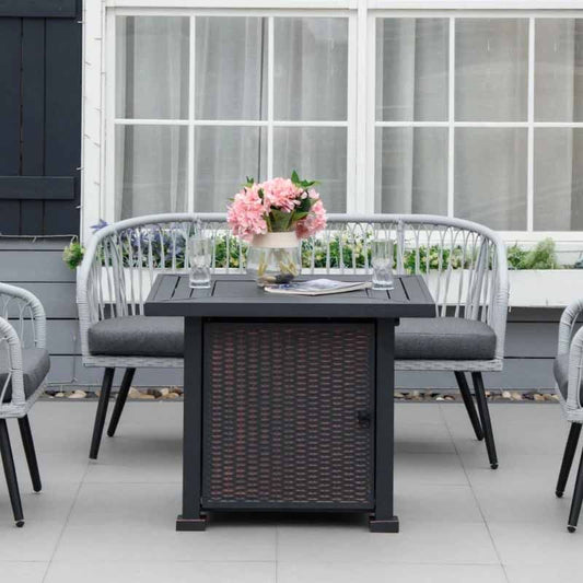 Square Propane Gas Fire Pit Table - Black
