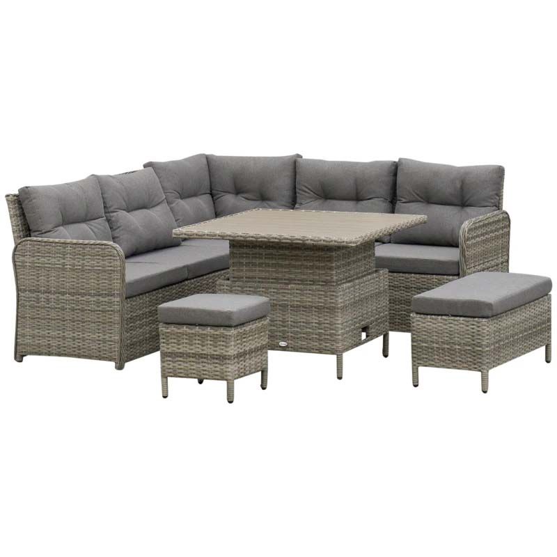 7 Seater Rattan Garden Furniture Set - Grey