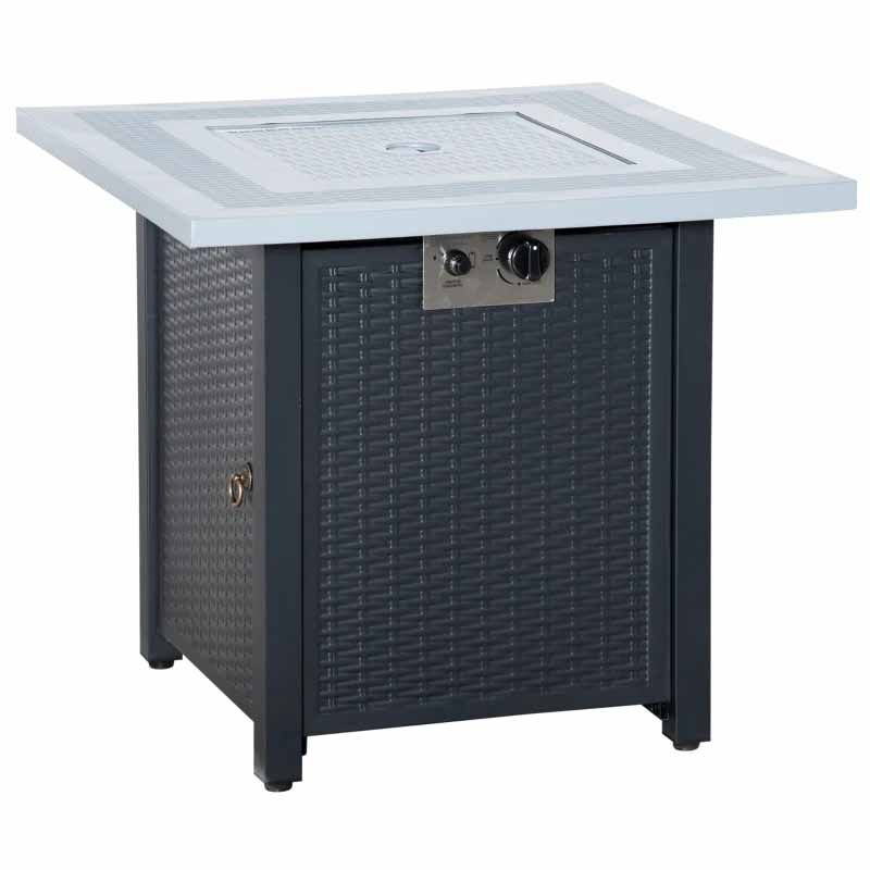 Square Propane Gas Fire Pit Table - Black/Grey