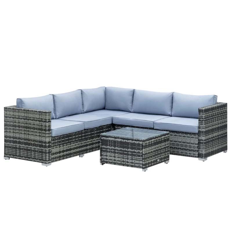 5 Seater Rattan Garden Furniture Set - Grey