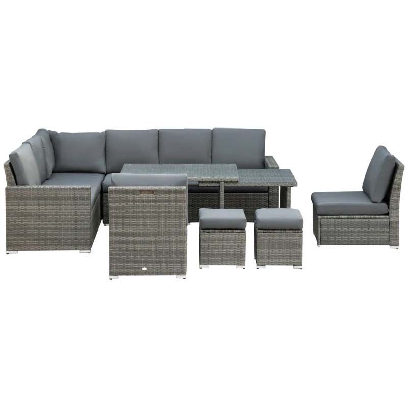 10 Seater Rattan Garden Furniture Set - Grey