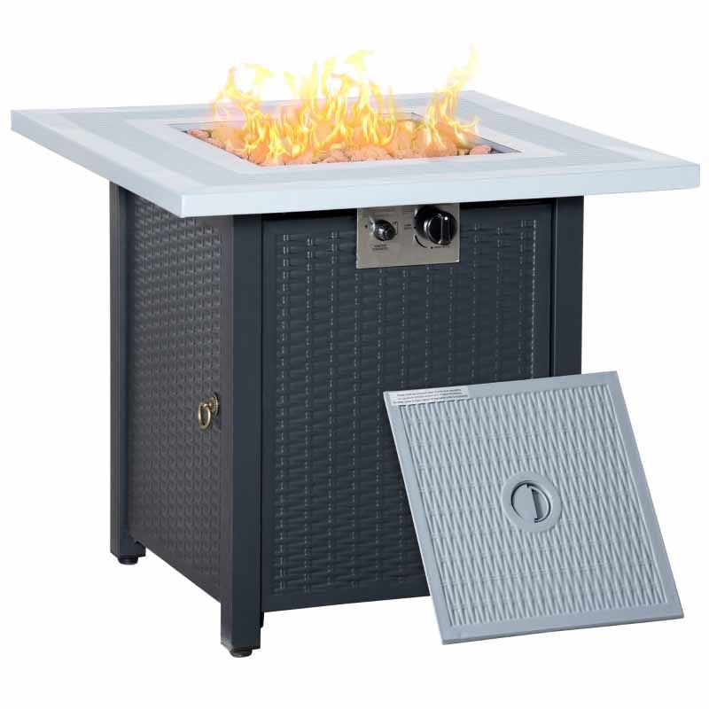 Square Propane Gas Fire Pit Table - Black/Grey