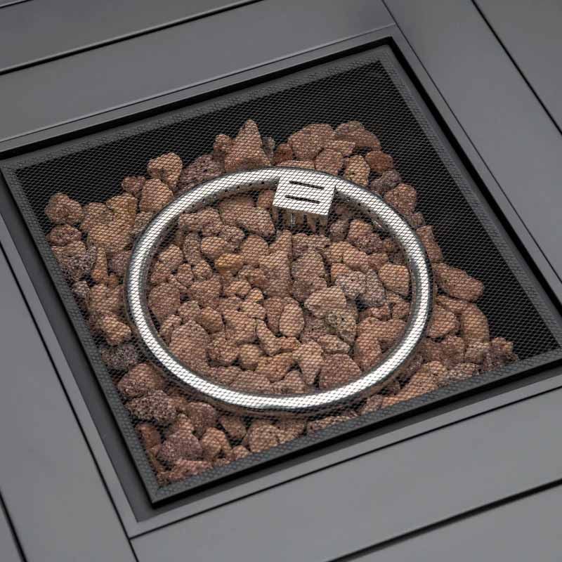 Rattan Gas Fire Pit Table - Grey/Black