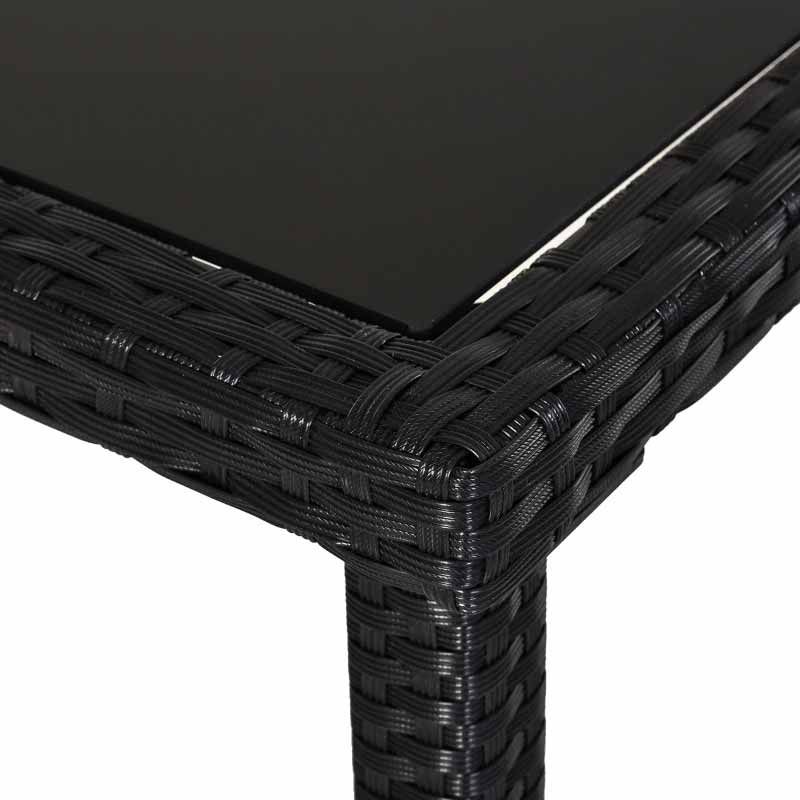 4-Seater Rattan Table & Chair Set - Black & Cream White