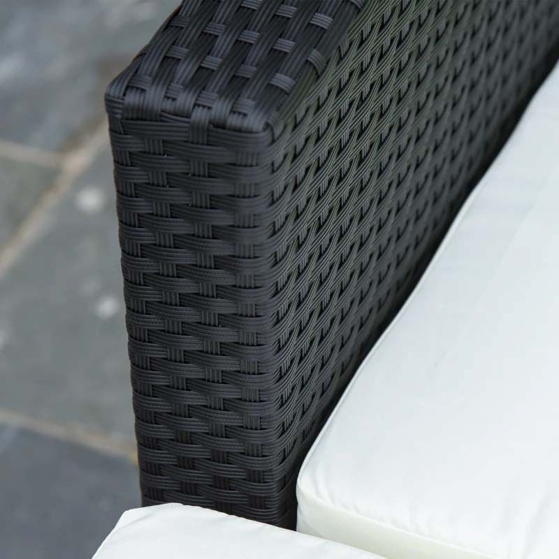 5 Piece Rattan Garden Furniture Set - Cream White/Black
