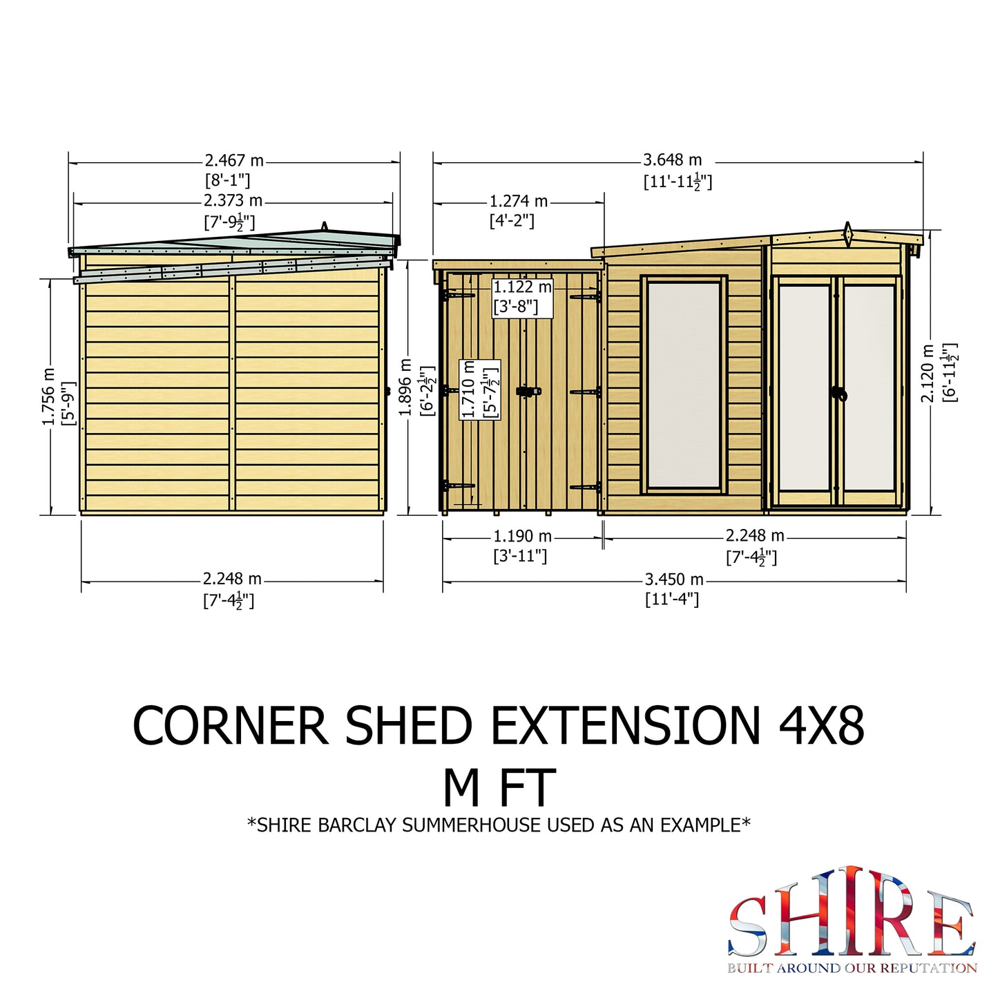 Barclay 8x12 Summerhouse with Side Shed