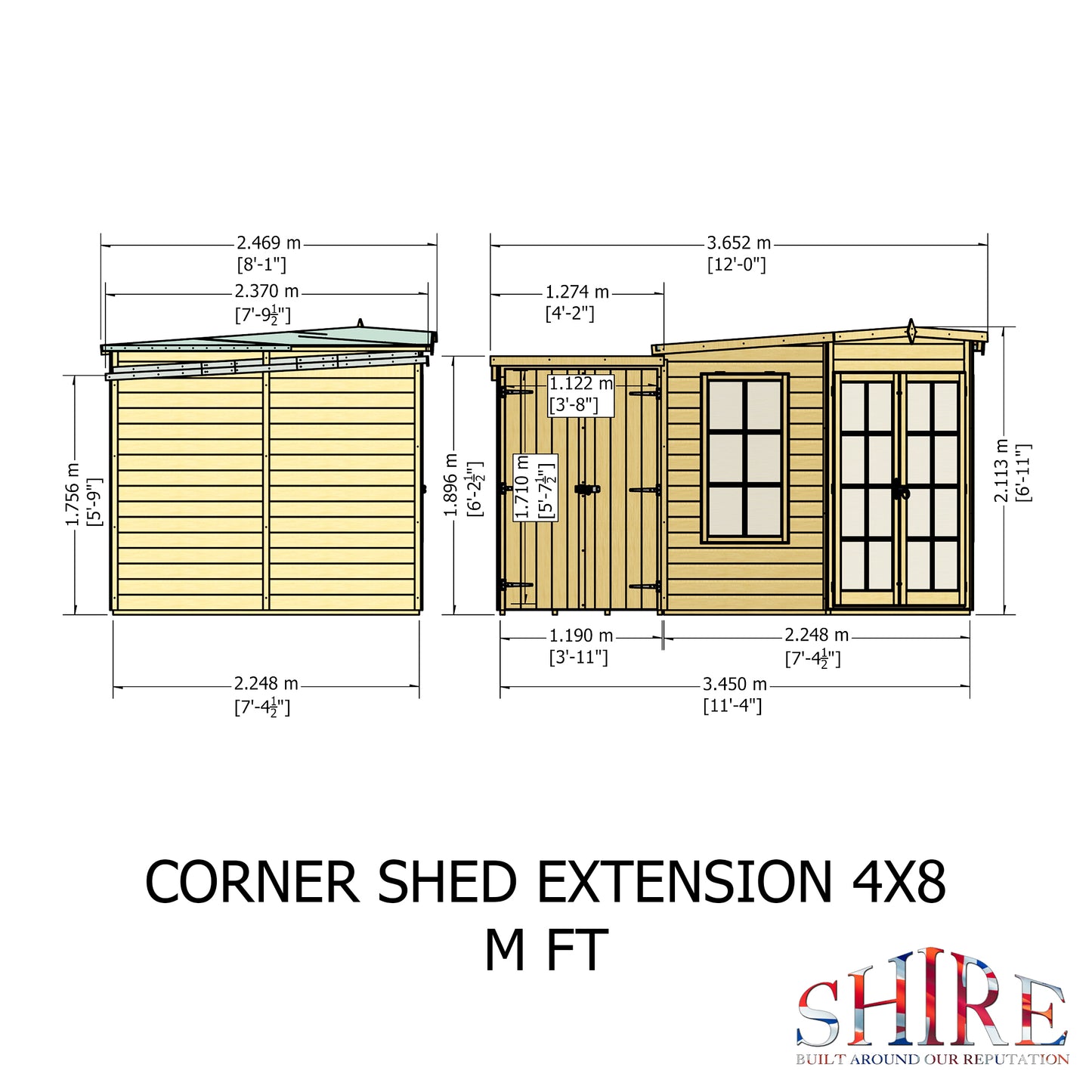 Hampton 7x11 Summerhouse with Side Shed
