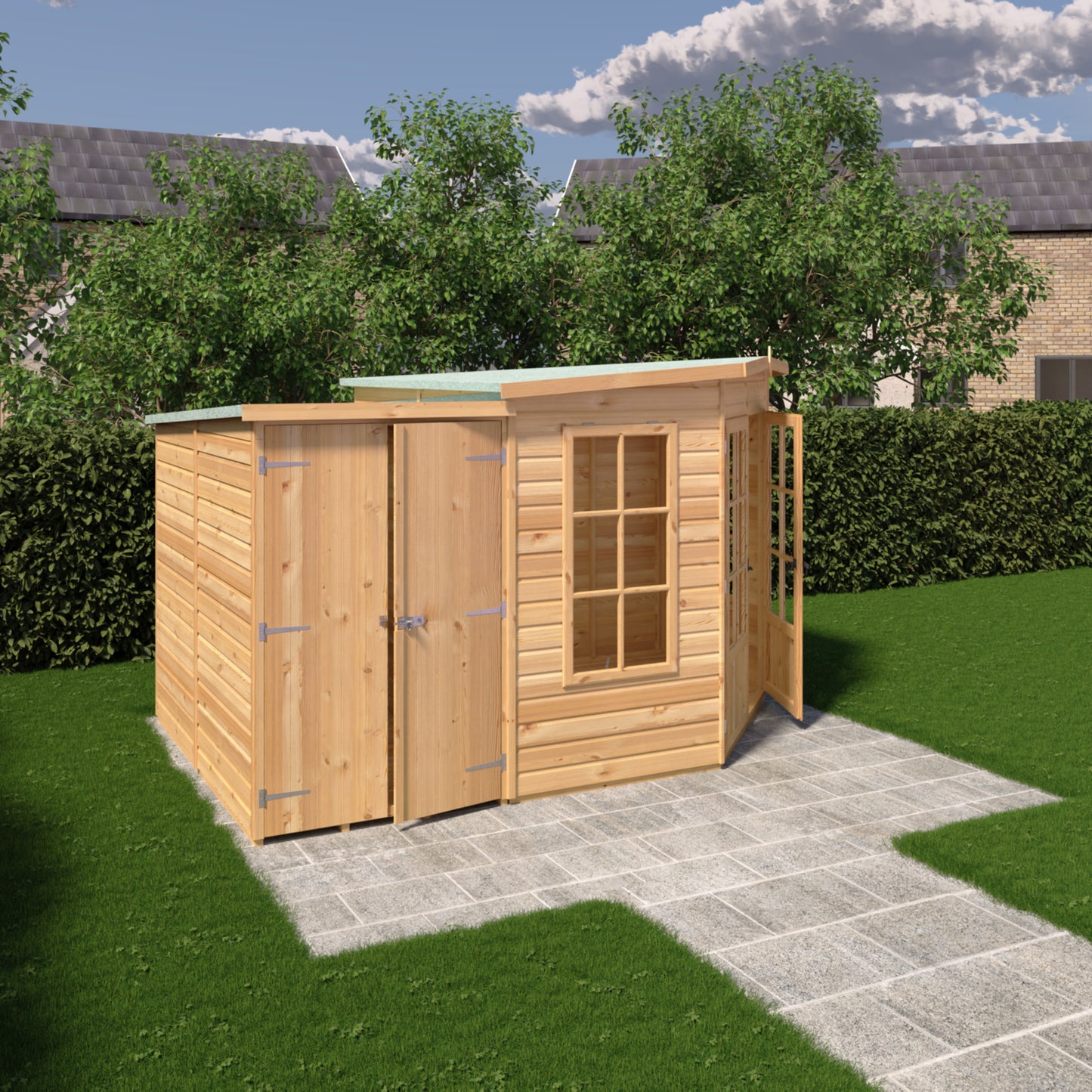 Hampton 7x11 Summerhouse with Side Shed