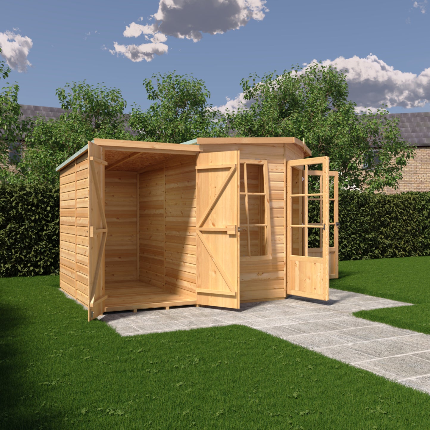 Hampton 7x11 Summerhouse with Side Shed
