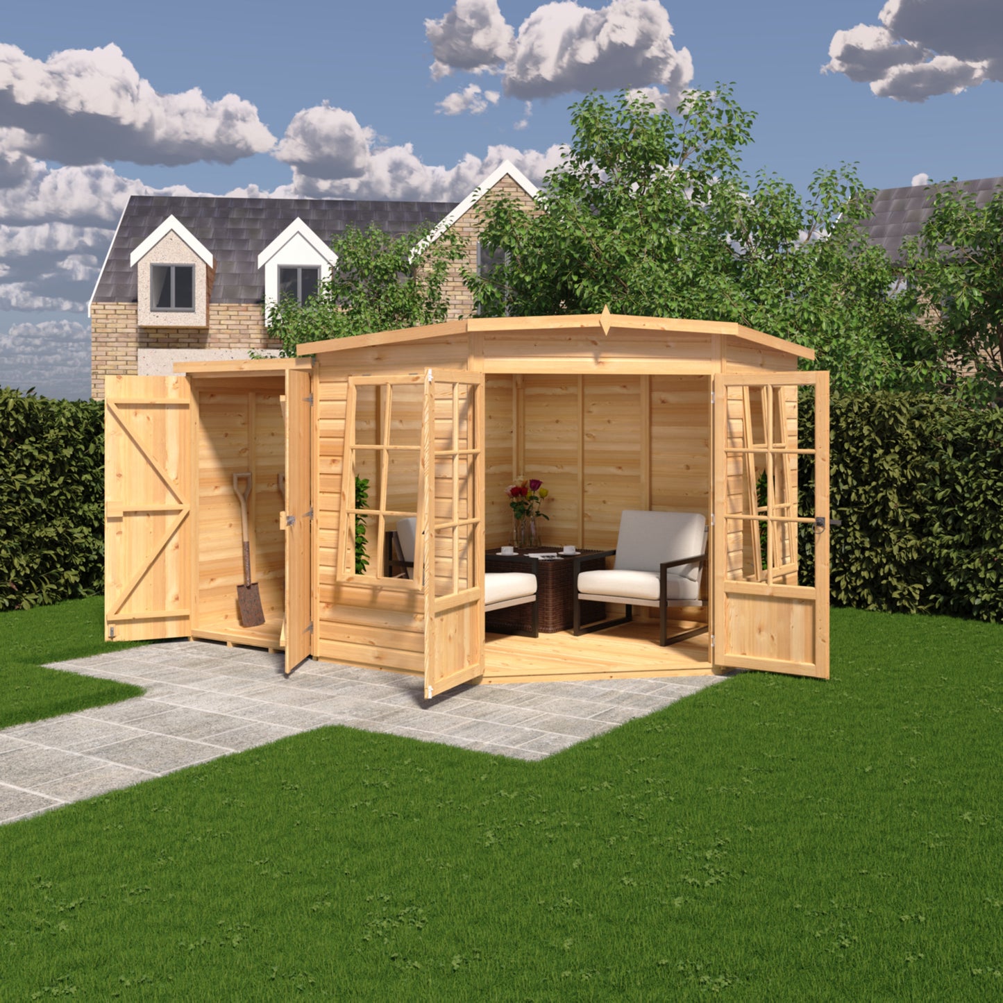Hampton 7x11 Summerhouse with Side Shed