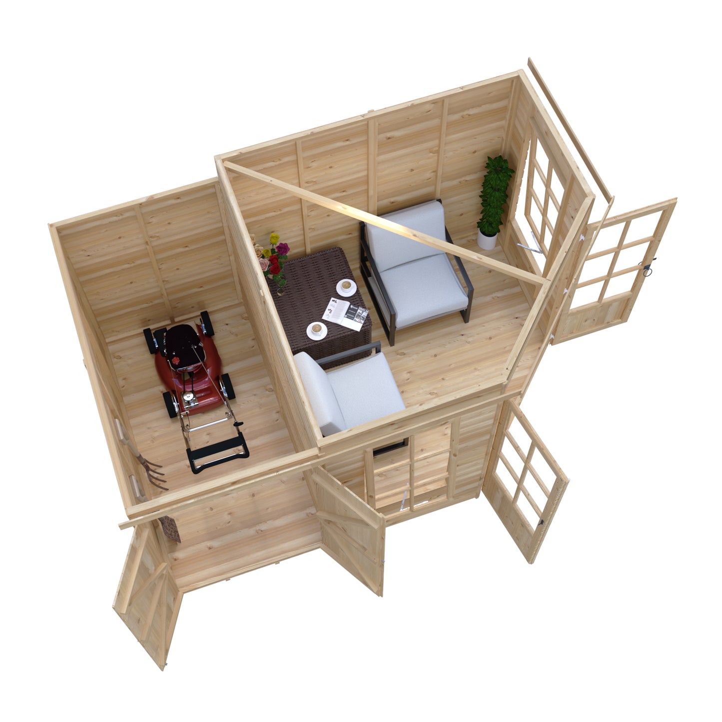 Hampton 7x11 Summerhouse with Side Shed