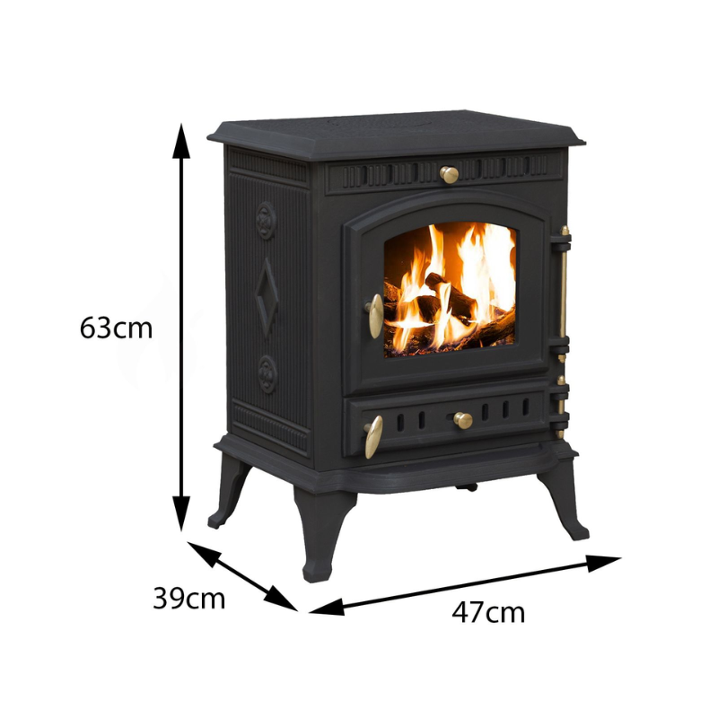 Royal Fire™ 8kW Cast Iron Wood and Charcoal Burning Stove