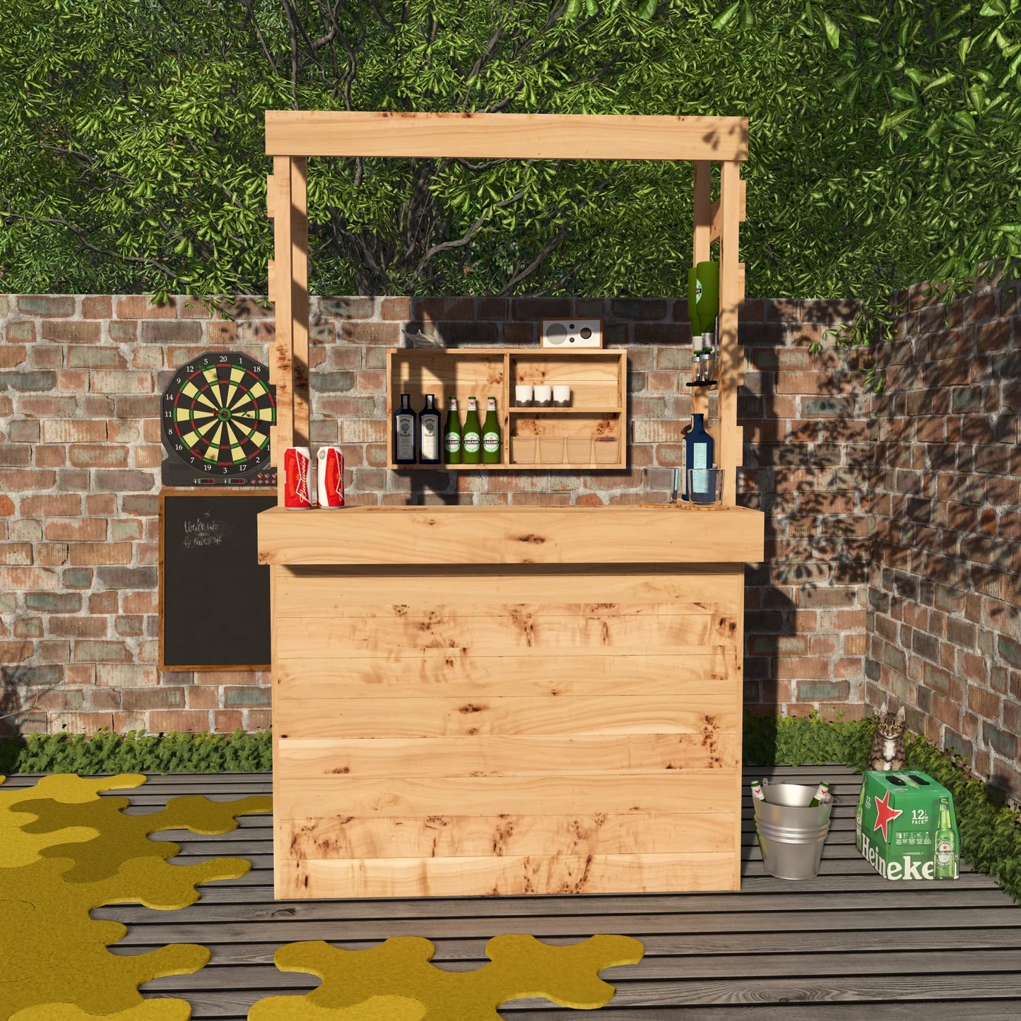 Rustic Wooden Garden Bar with Roof