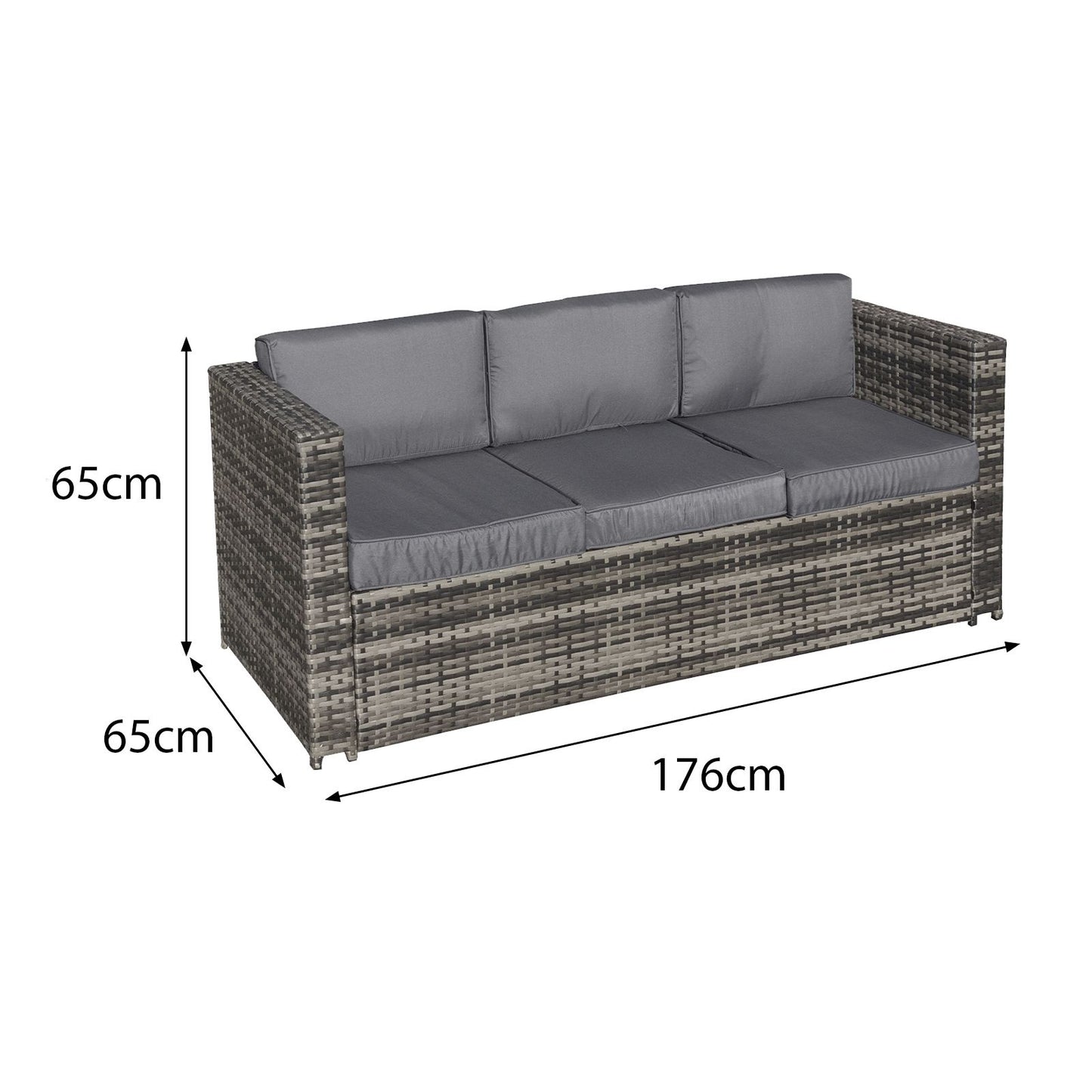 Malta Rattan 10 Seat U-Shape Set in Grey Walnut with 2 Footstools