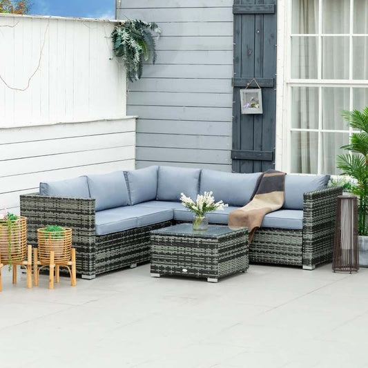 5 Seater Rattan Garden Furniture Set - Grey