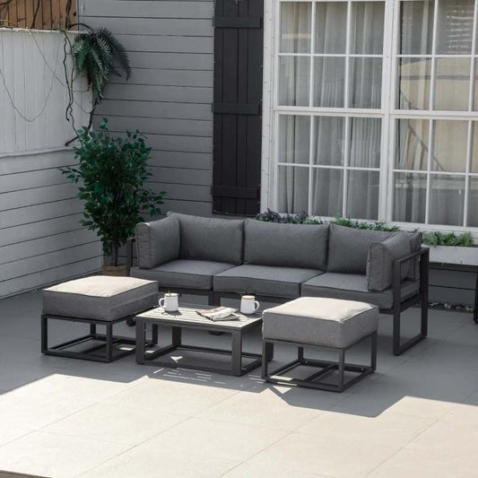 3-Seater Metal Garden Furniture Set - Grey