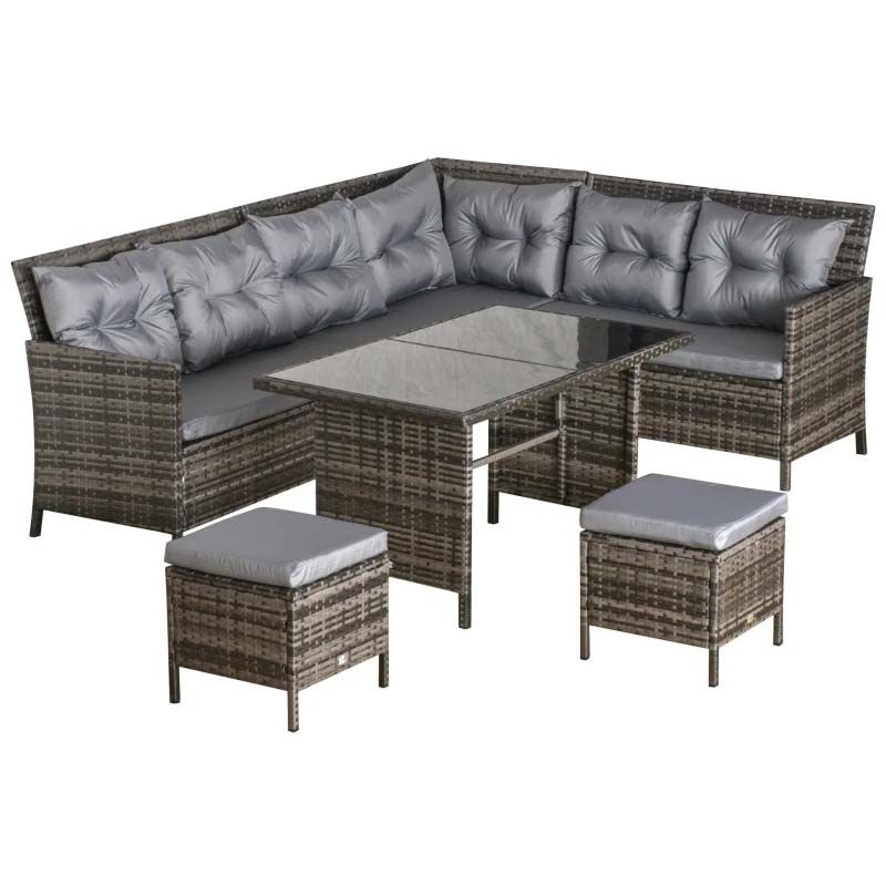 8-Seater Rattan Garden Furniture Set - Grey