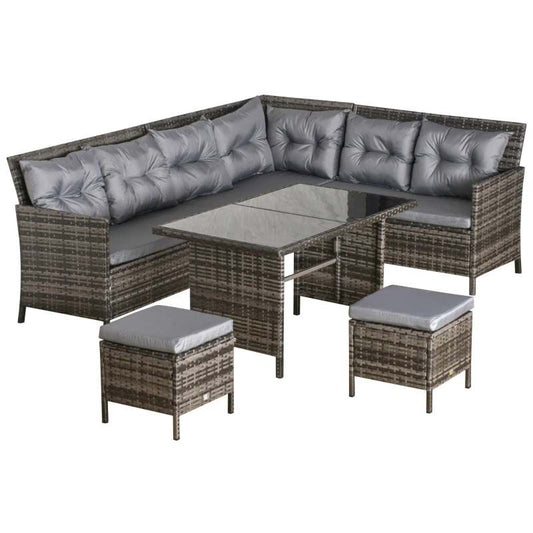 8-Seater Rattan Garden Furniture Set - Grey