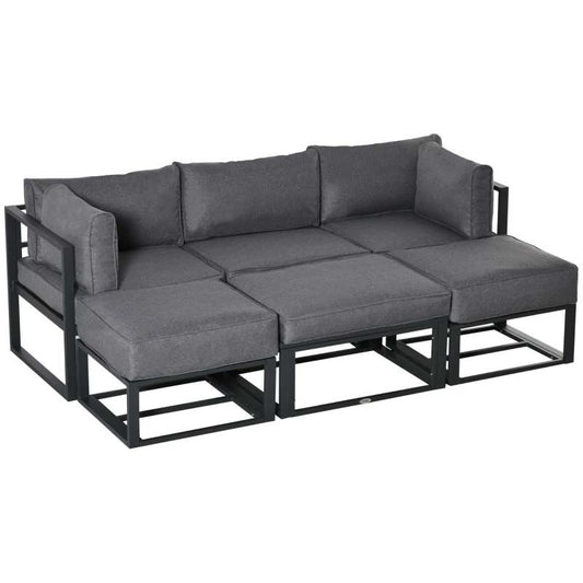 3-Seater Metal Garden Furniture Set - Grey