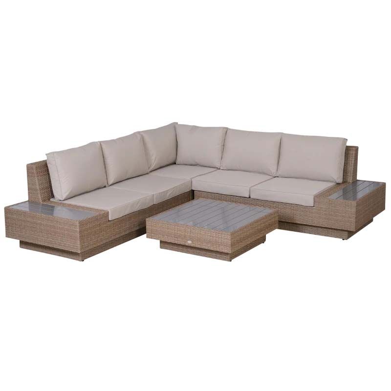 5-Seater Rattan Furniture Garden Set - Brown / Beige
