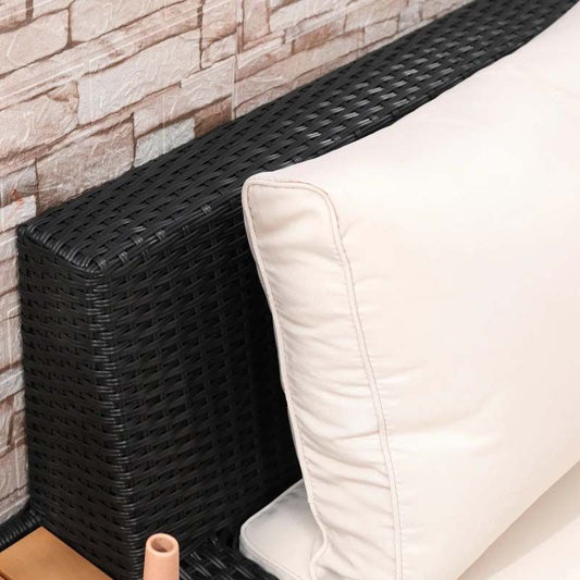 5-Seater Corner Rattan Furniture Garden Set - Black / Beige