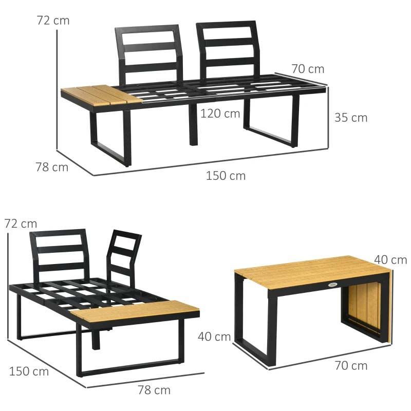 3 Piece Garden Furniture Set - Grey