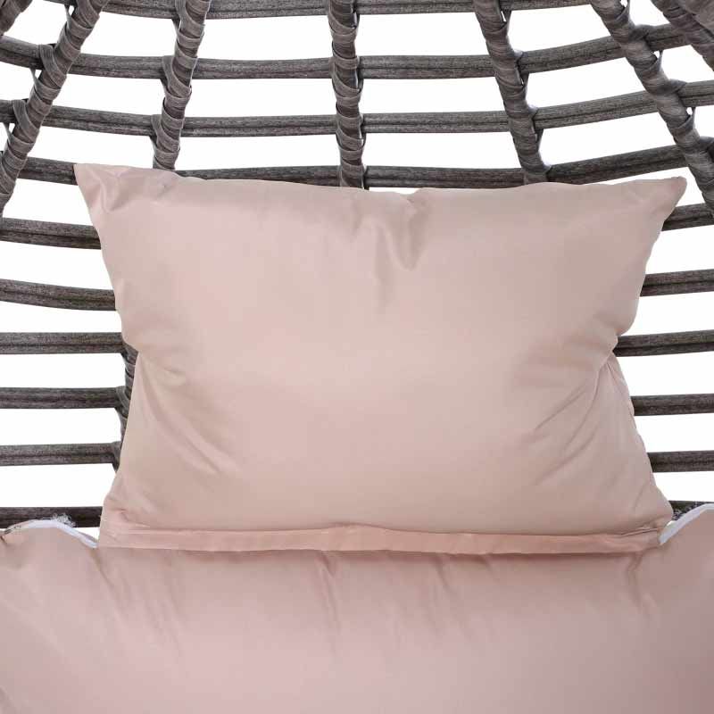 PE Teardrop Rattan Egg Chair with Cushions - Beige/Grey