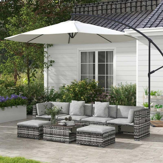6 Seater Rattan Garden Furniture Set - Grey