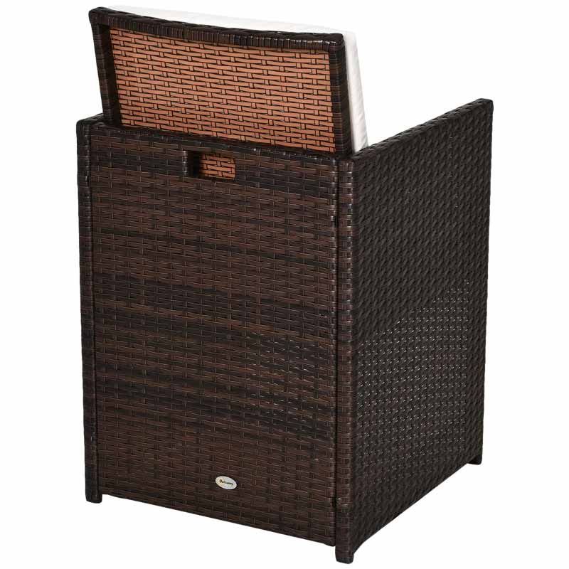 4-Seater Rattan Set - Brown & Cream White
