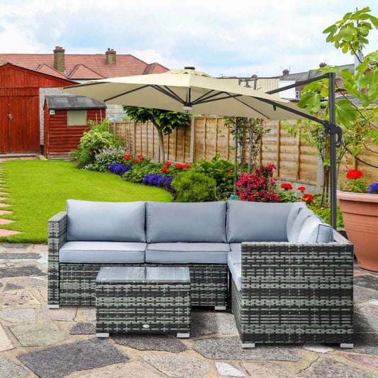 5 Seater Rattan Garden Furniture Set - Grey