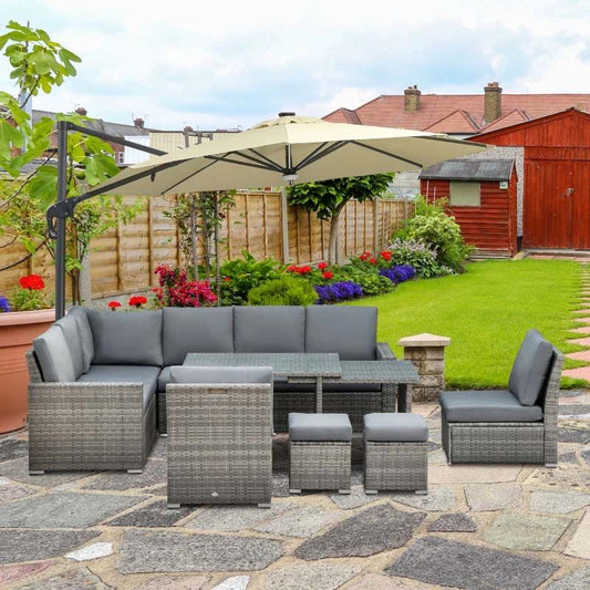 10 Seater Rattan Garden Furniture Set - Grey