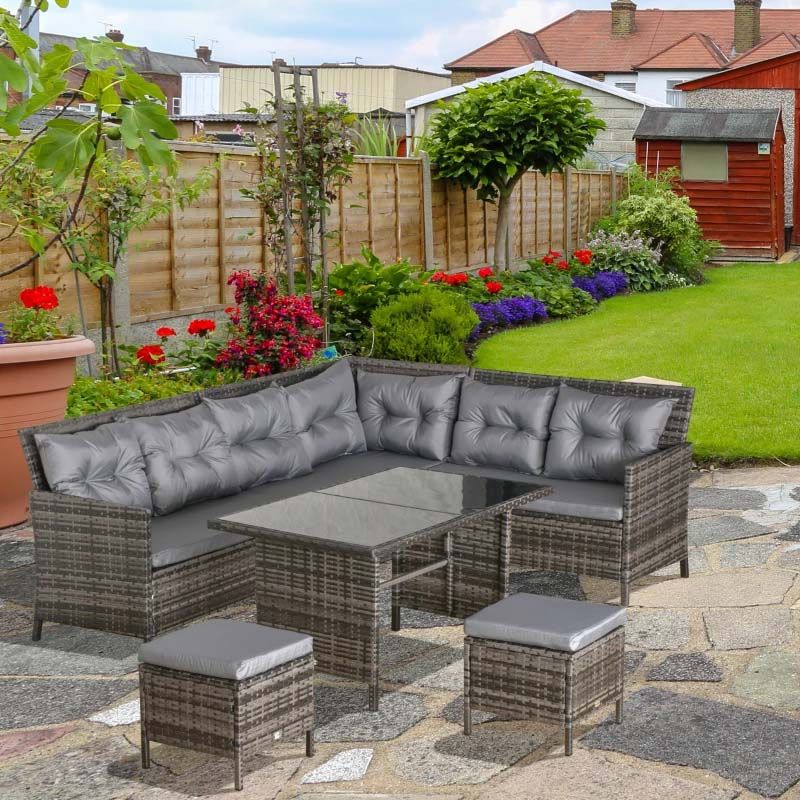 8-Seater Rattan Garden Furniture Set - Grey