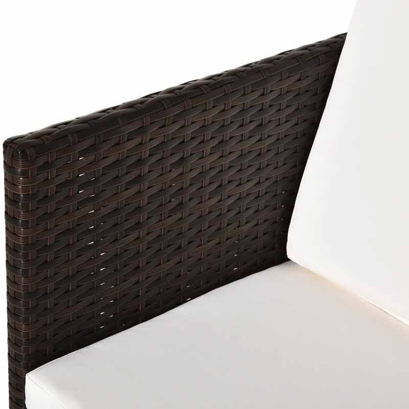 4-Seater Rattan Set - Brown & Cream White