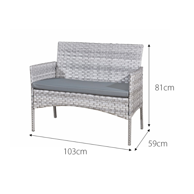 Acorn Rattan 4 Seat Bistro Lounge Set in Dove Grey