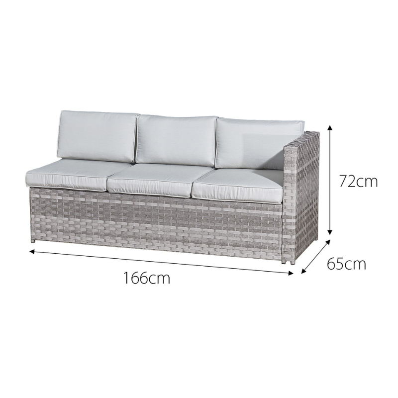 Acorn Rattan 6 Seat Corner Sofa Set in Dove Grey with Off-White Cushions