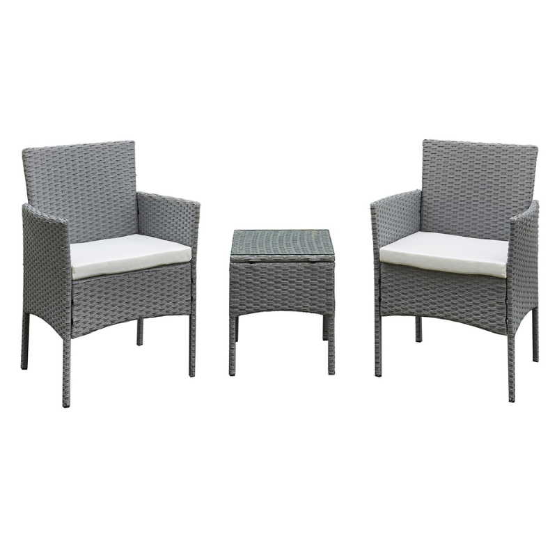 Antigua Rattan 2 Seat Tea for Two Set in Grey