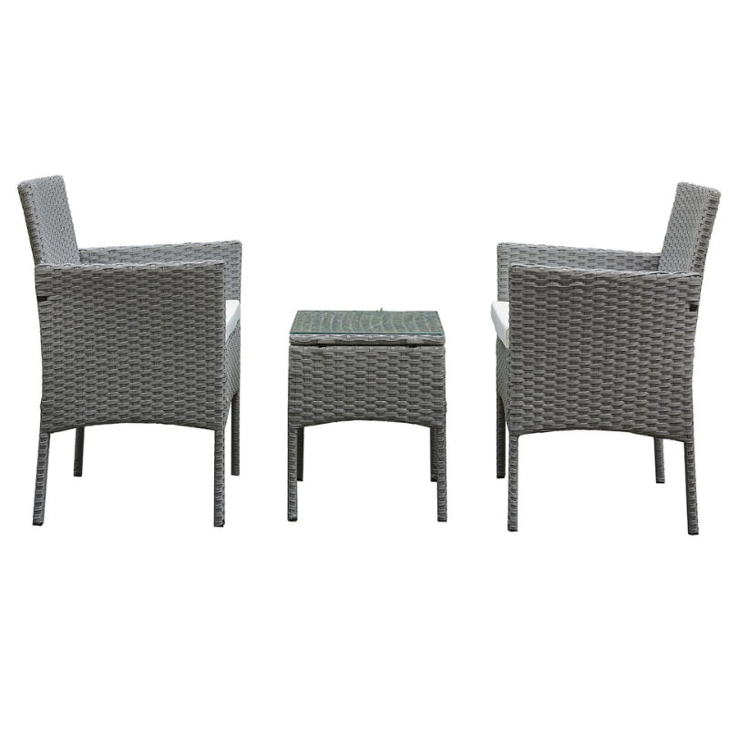 Antigua Rattan 2 Seat Tea for Two Set in Grey