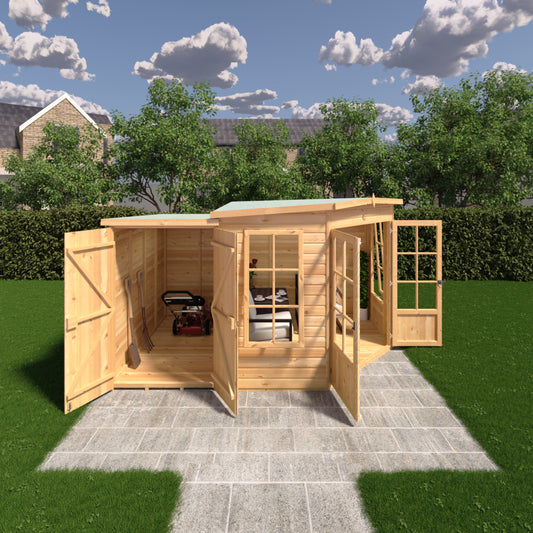 Hampton 7x11 Summerhouse with Side Shed