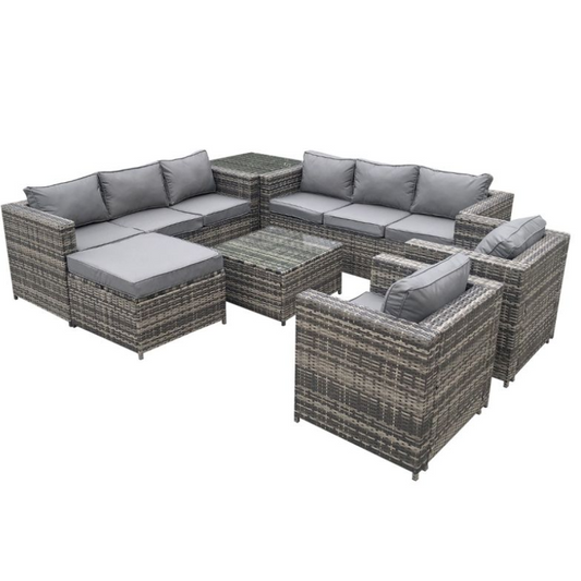 Malta Rattan 9 Seat U-Shape Set in Walnut Grey