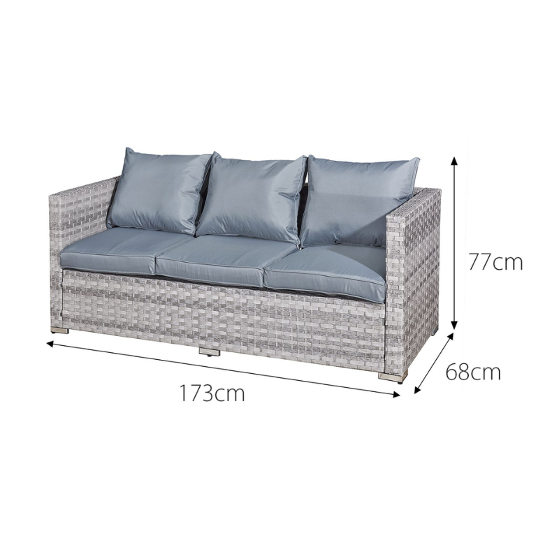 Acorn Rattan 5 Seat Lounge Sofa Set in Dove Grey with Grey Cushions