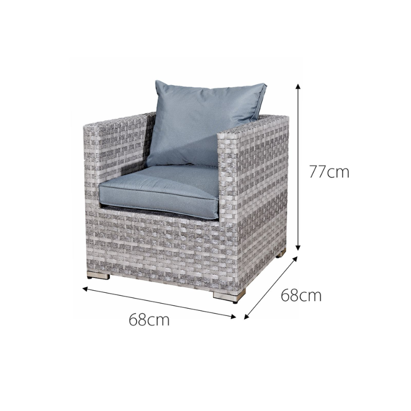 Acorn Rattan 5 Seat Lounge Sofa Set in Dove Grey with Grey Cushions