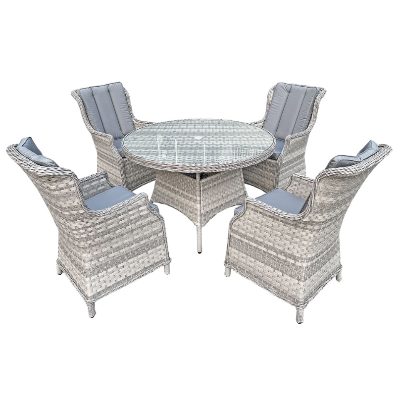 Knightsbridge XL Rattan 4 Seat Dining Set in Dove Grey