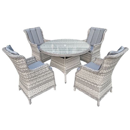 Knightsbridge XL Rattan 4 Seat Dining Set in Dove Grey