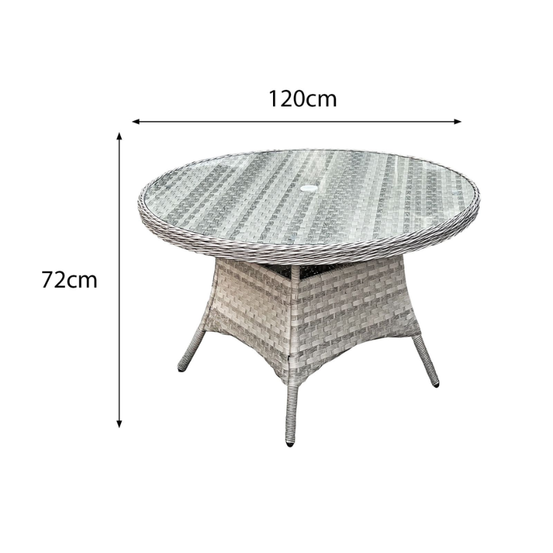 Knightsbridge XL Rattan 4 Seat Dining Set in Dove Grey