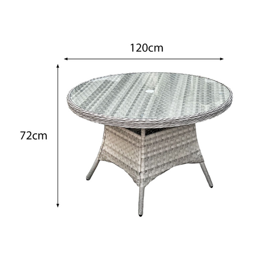 Knightsbridge XL Rattan 4 Seat Dining Set in Dove Grey