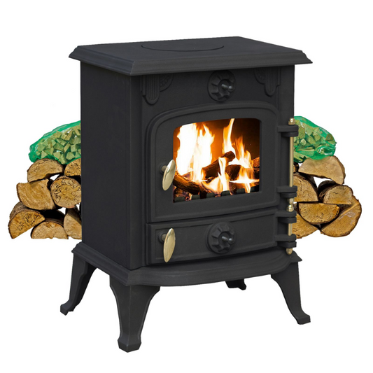 Royal Fire™ 5kW Cast Iron Multifuel Stove + Firewood Starter Kit